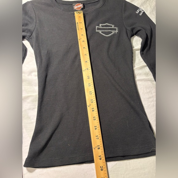 Harley Davidson Y2K Waffle Knit Woman’s Henley SZ.S Dealer Branded Blinged - Picture 10 of 11